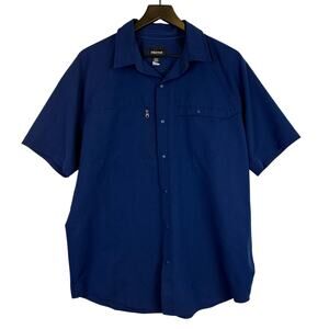 Marmot Mens Danfield Button Up Shirt Navy Blue - L